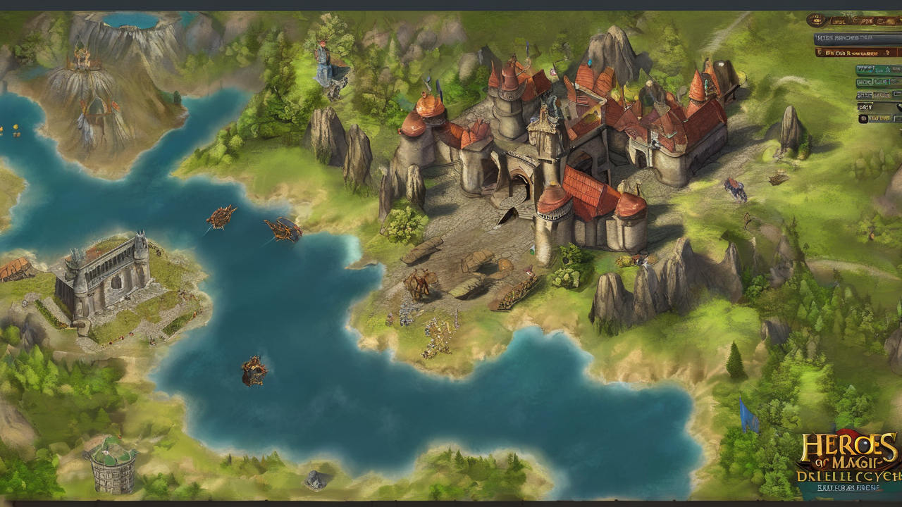 Abstrakcyjne tło przedstawiające społeczność graczy Heroes of Might and Magic dzielących się własnymi mapami