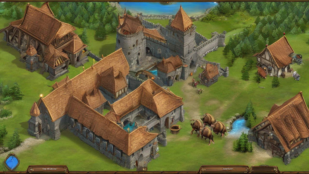 Epicka panorama przedstawiająca wszystkie frakcje z Heroes of Might and Magic na tle fantastycznej krainy z zamkami i stworzeniami
