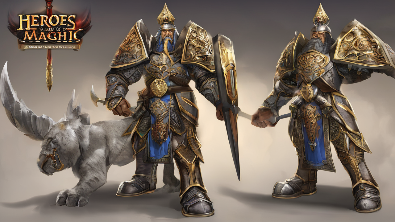 Fantastyczna ilustracja przedstawiająca bohaterów z gry Heroes of Might and Magic w trakcie narady wojennej przy mapie królestwa