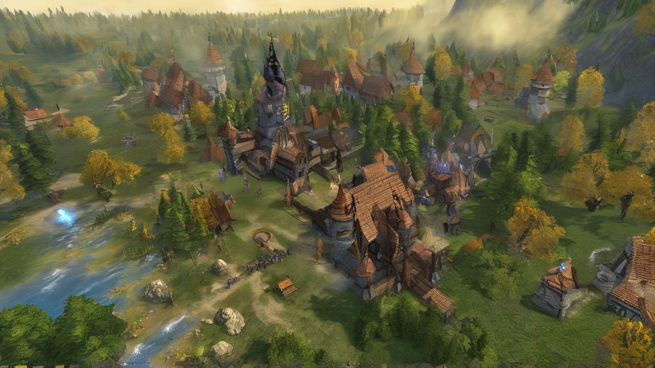 Jednostki zamku z Heroes of Might and Magic ustawione w formacji bojowej z rycerzami, łucznikami i aniołami
