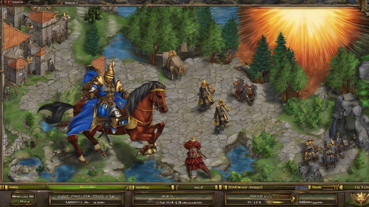 Okładka gry Heroes of Might and Magic III pokazująca ikonicznych bohaterów i stworzenia z tej części