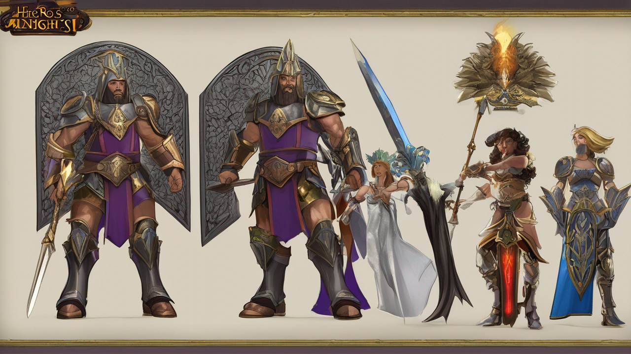 Stylizowana ilustracja bitwy z Heroes of Might and Magic z elementami magicznymi i fantastycznymi stworzeniami